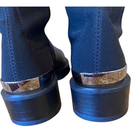 Stuart Weitzman 5050 Bold Logo Boots Rare Silver Heel Emblem Size 5.5 Brand New - Picture 10 of 16